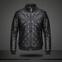 philipp plein 2018 chaude achat jaqueta cuir lattice noir